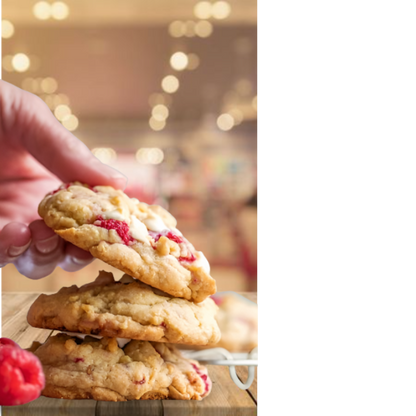 Raspberry and White Chocolate NY Style Cookies